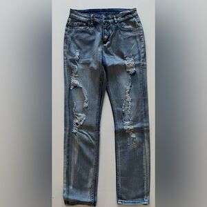 Distressed Blue Jeans